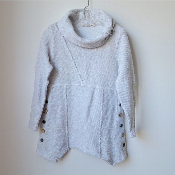 SOFT SURROUNDINGS Cowl Neck Sweater Light Gray Button Detail Size XS - Picture 2 of 11